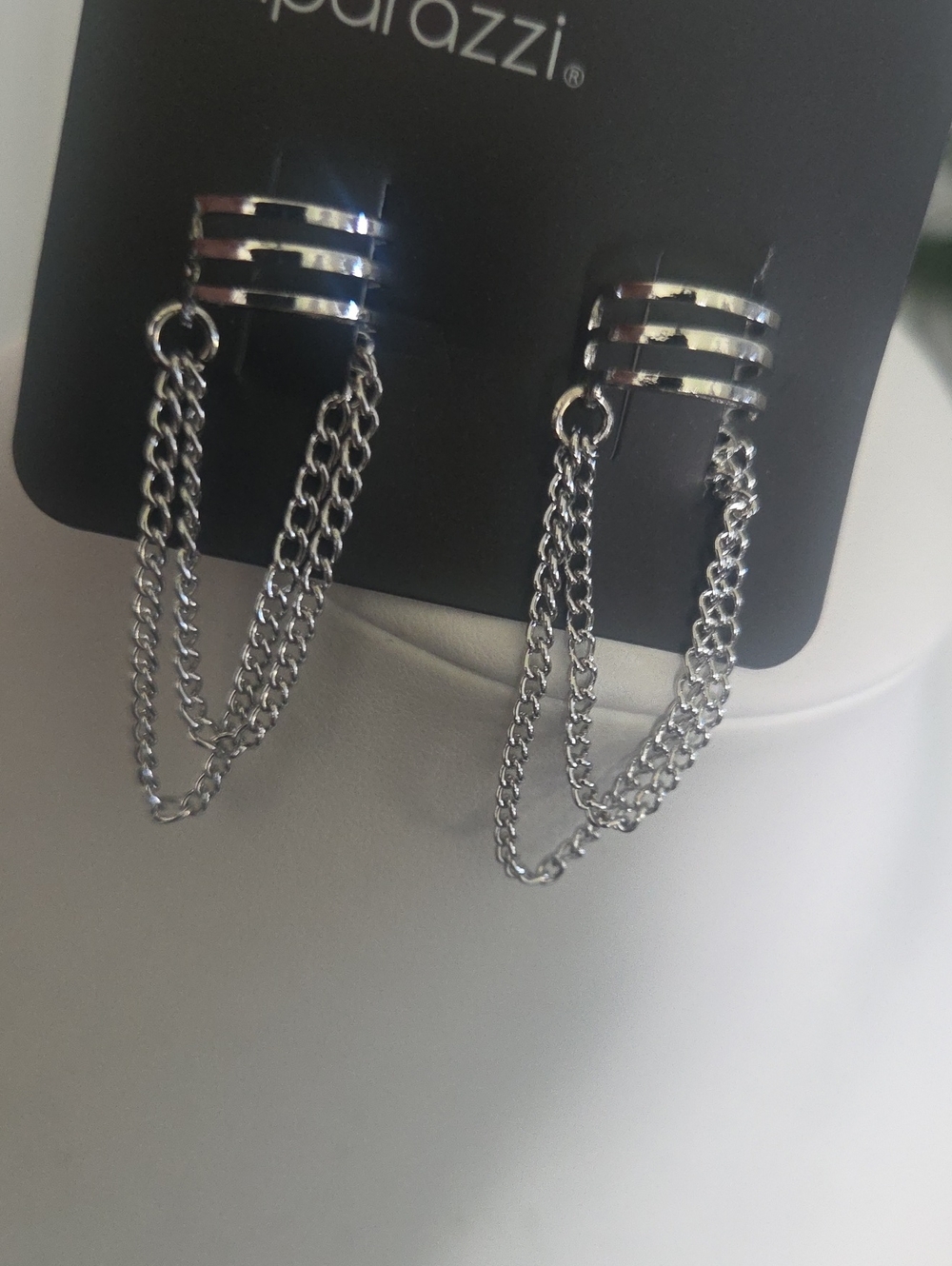 Paparazzi Unlocked Perfection Silver Cuff Earrings NWT